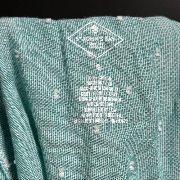 St. John’s Bay Boho Peasant Blouse Aqua Blue Small Tassel Tie Top cottagecore - Picture 5 of 5